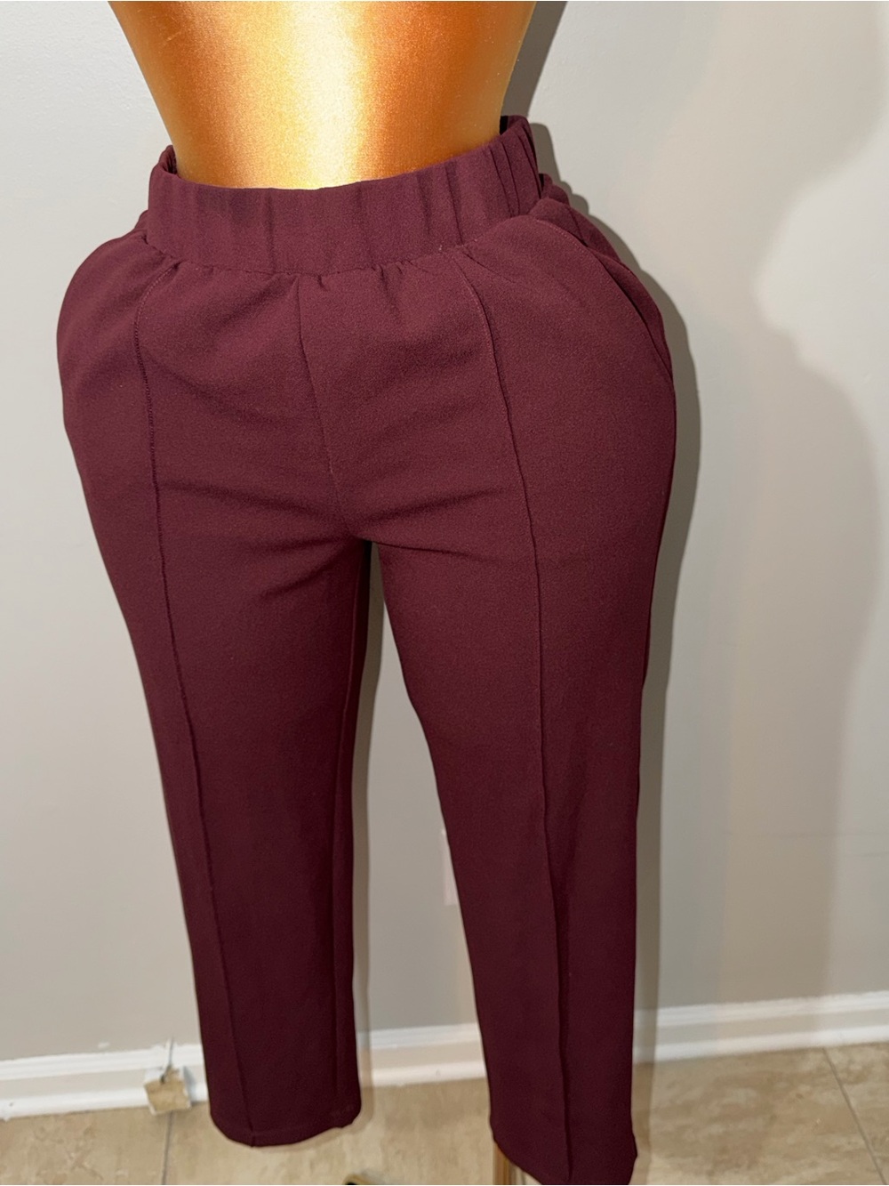LOFT Burgundy Straight-Leg Pants